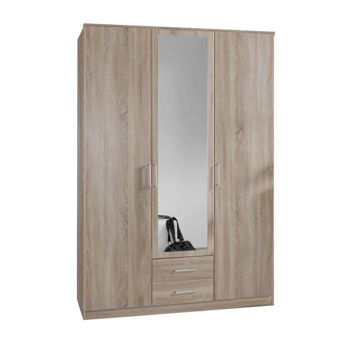 Osaka Oak 3 Door 135cm Wardrobe with Mirror and 2 Drawers - Oak – image 2