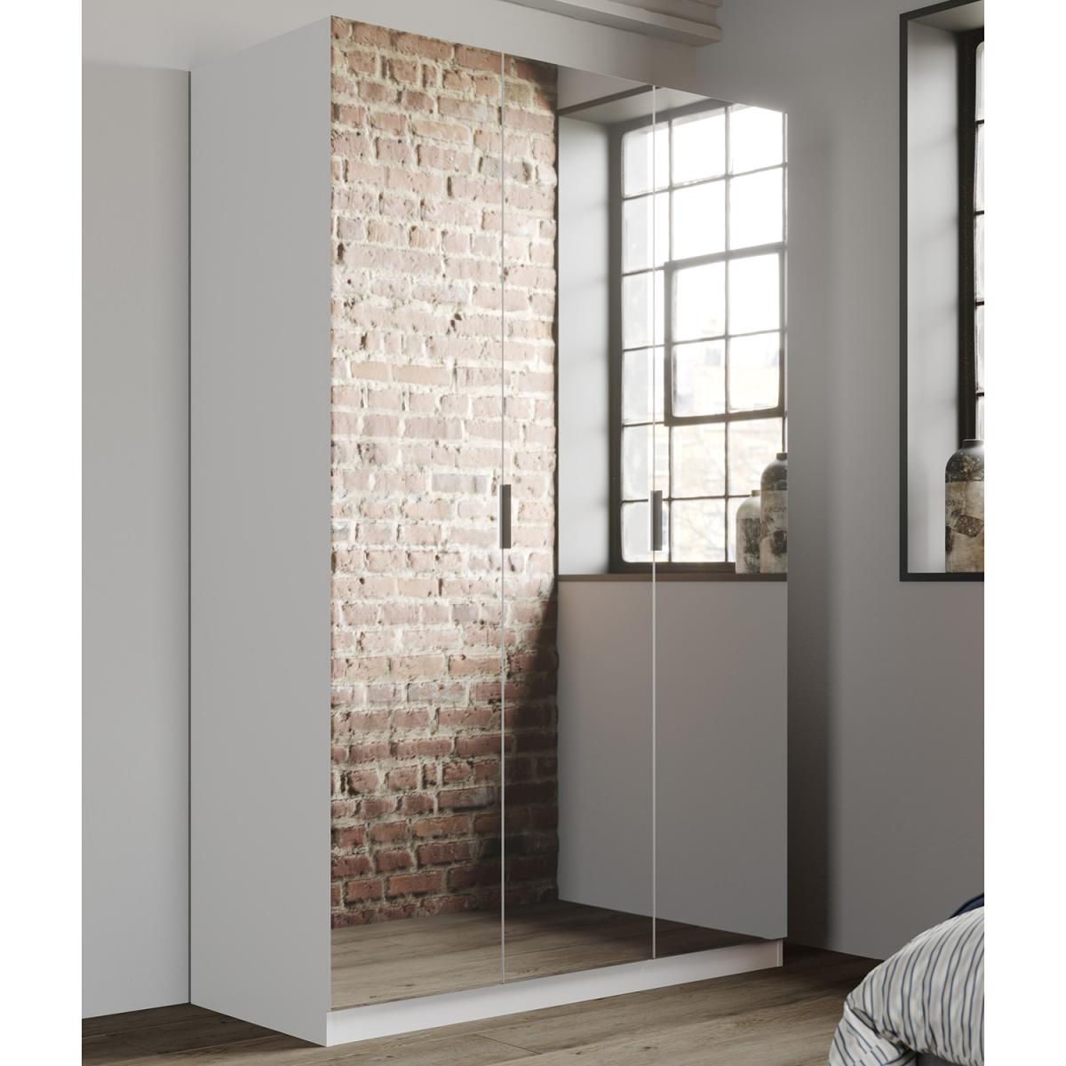 Echo Mirrored Three Door Wardrobe - White exterior / White interior – image 4