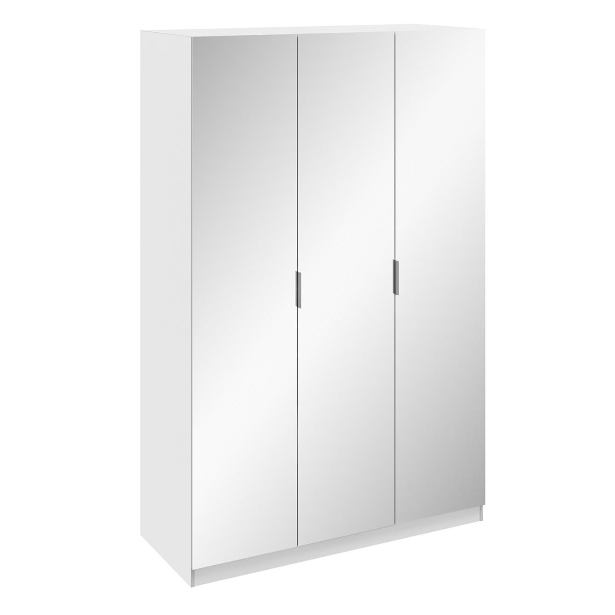 Echo Mirrored Three Door Wardrobe - White exterior / White interior – image 6