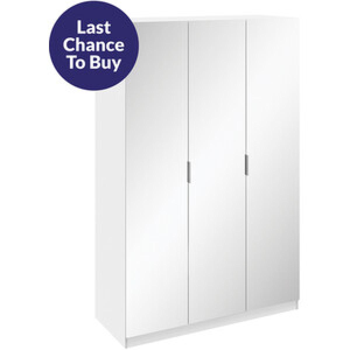 Echo Mirrored Three Door Wardrobe - White exterior / White interior – image 8