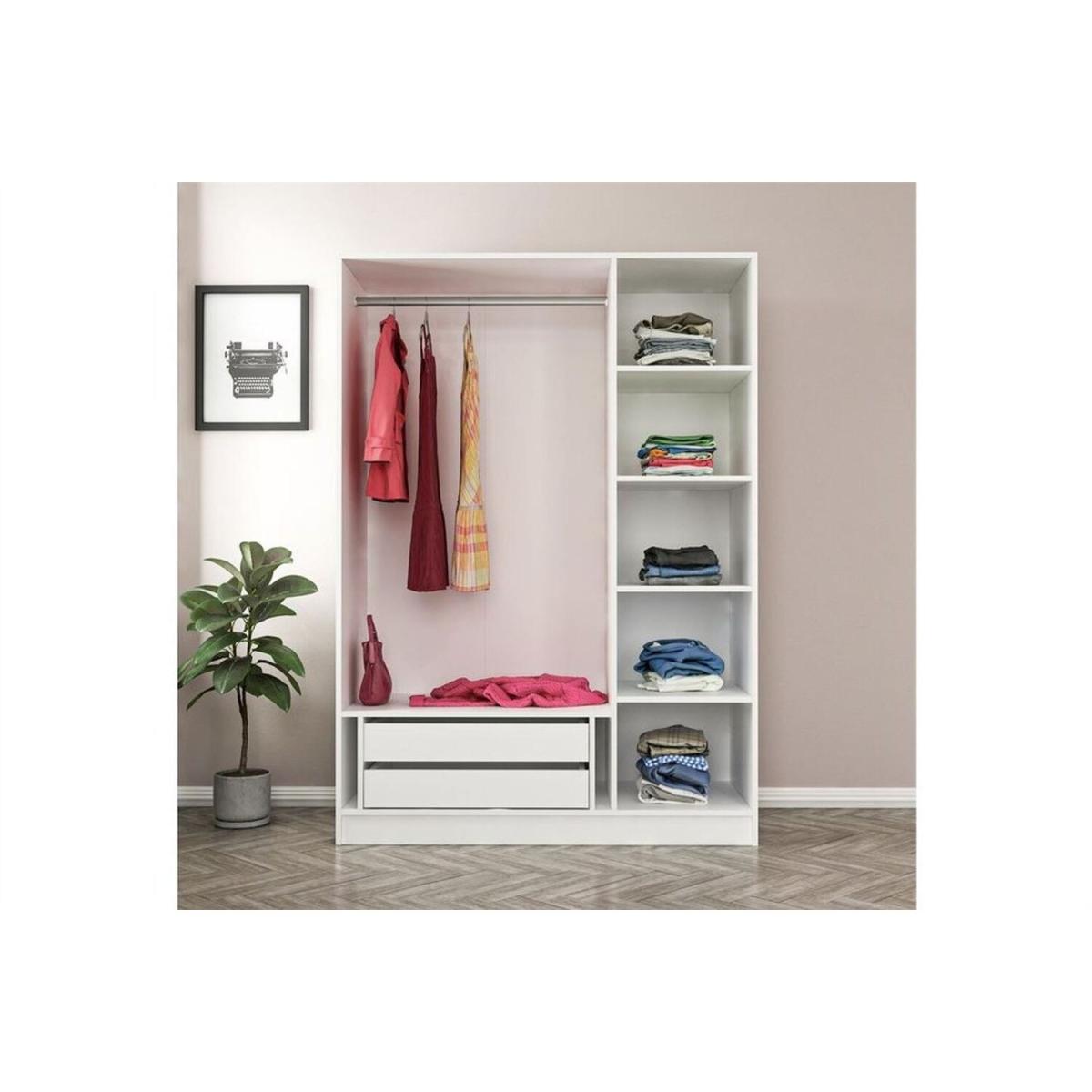 Kale 3 Door and 2 Drawer Wardrobe with Mirror white - White – image 4