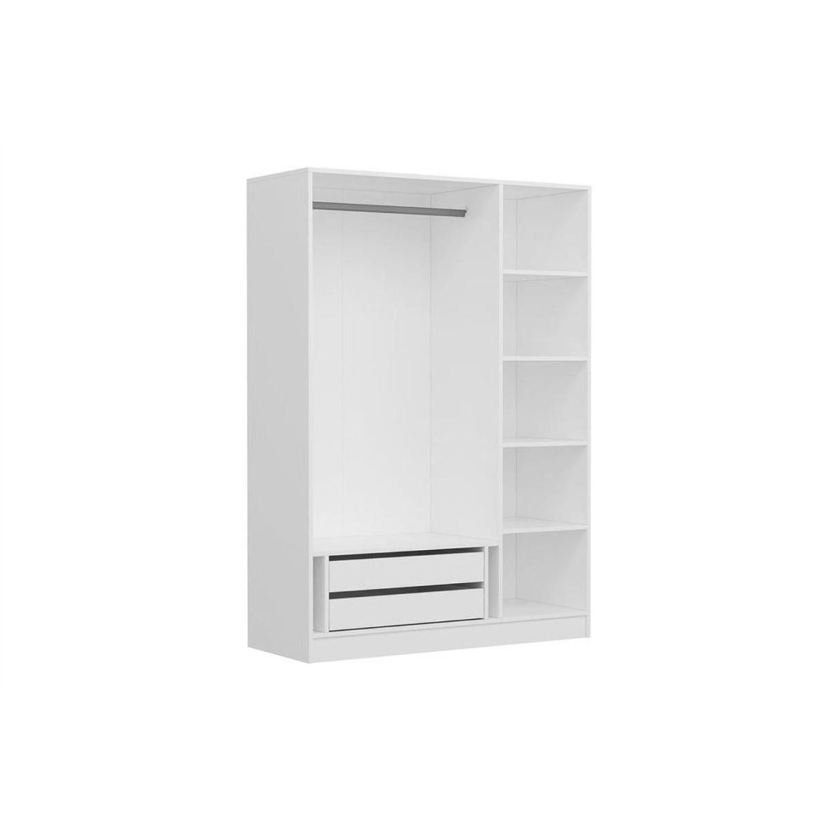 Kale 3 Door and 2 Drawer Wardrobe with Mirror white - White – image 5