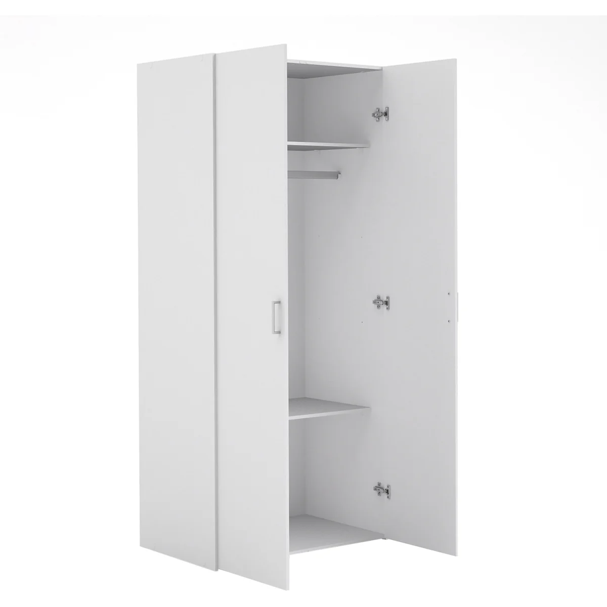 Space Package - Bedside, Chest & Wardrobe with 2 Doors in White - White – image 2