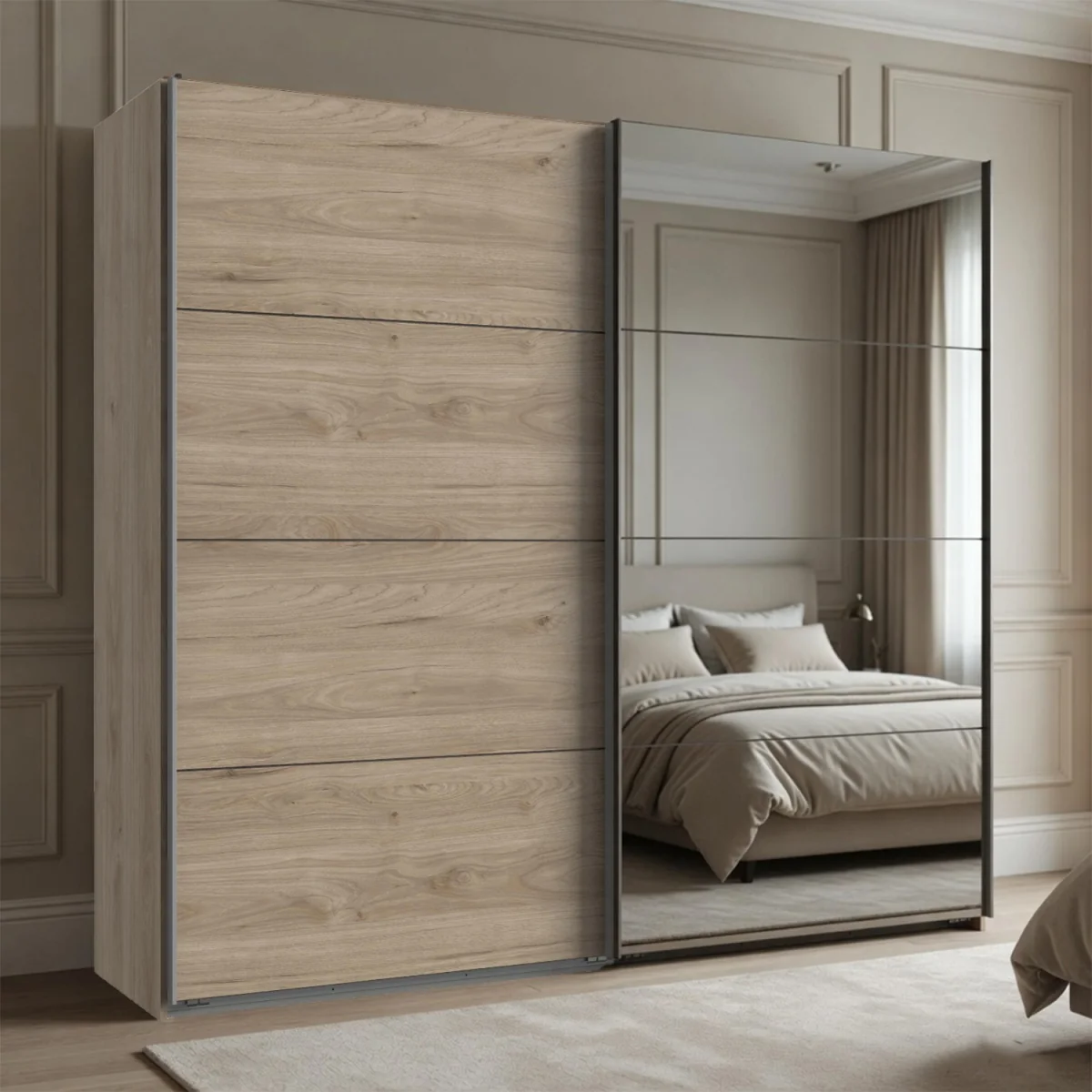 Ernie 225cm Sliding Wardrobe in Hickory Oak - Oak – image 1