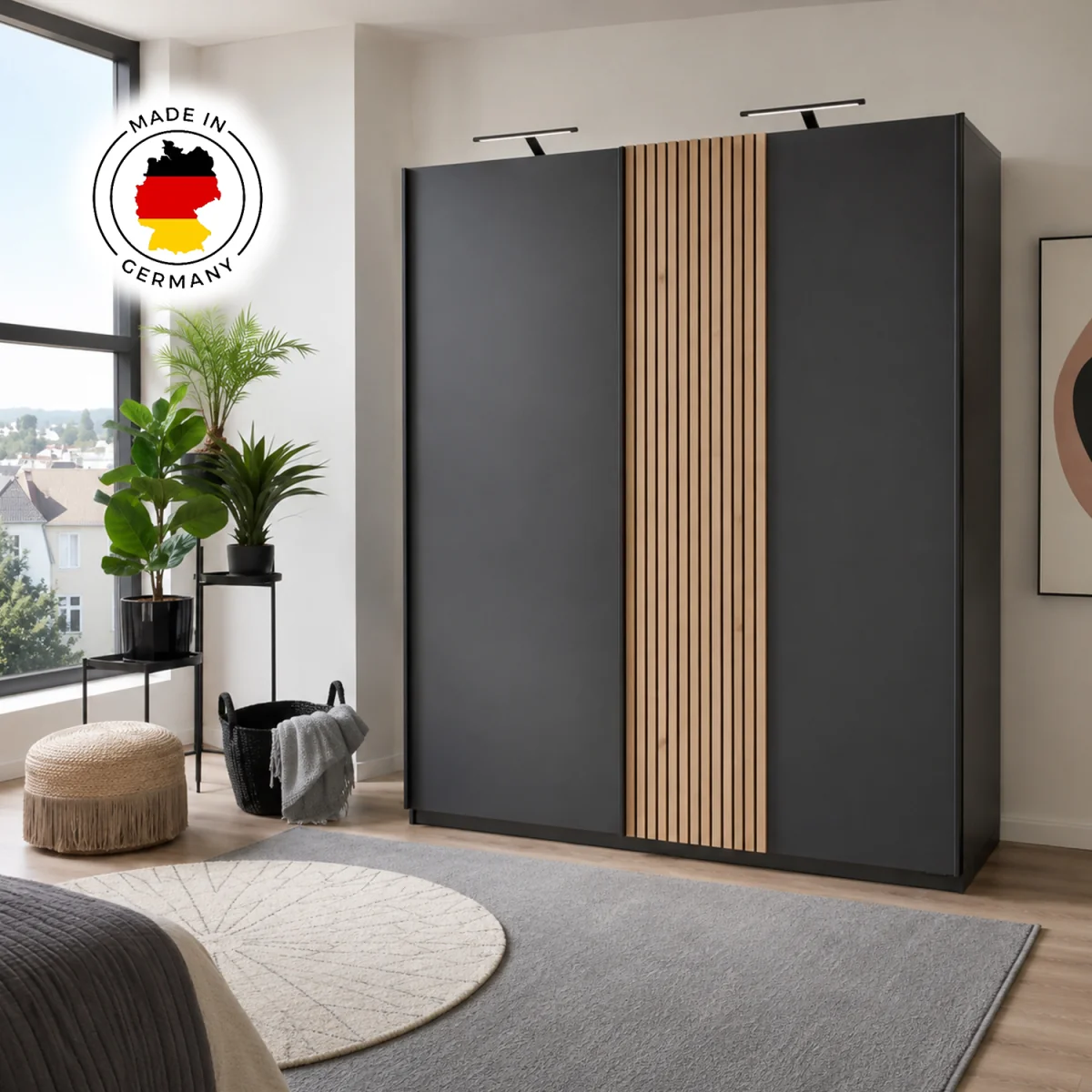 London 180cm Sliding Wardrobe in Oak - Oak – image 3