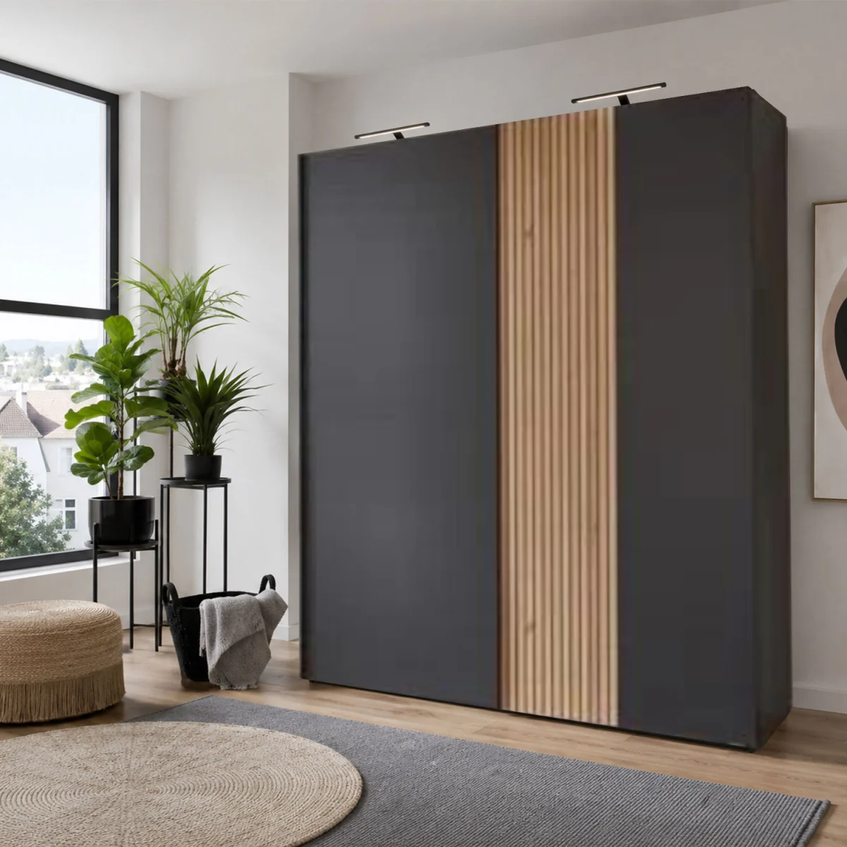 London 180cm Sliding Wardrobe in Oak - Oak – image 1