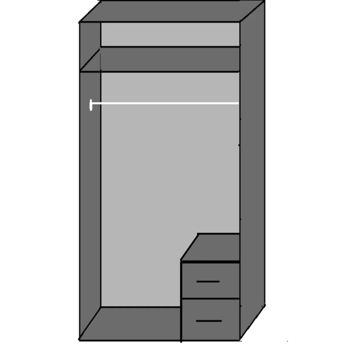 Duisberg Grey and Digi Steel 2 Door 90cm Wardrobe with Mirror - Grey – image 2