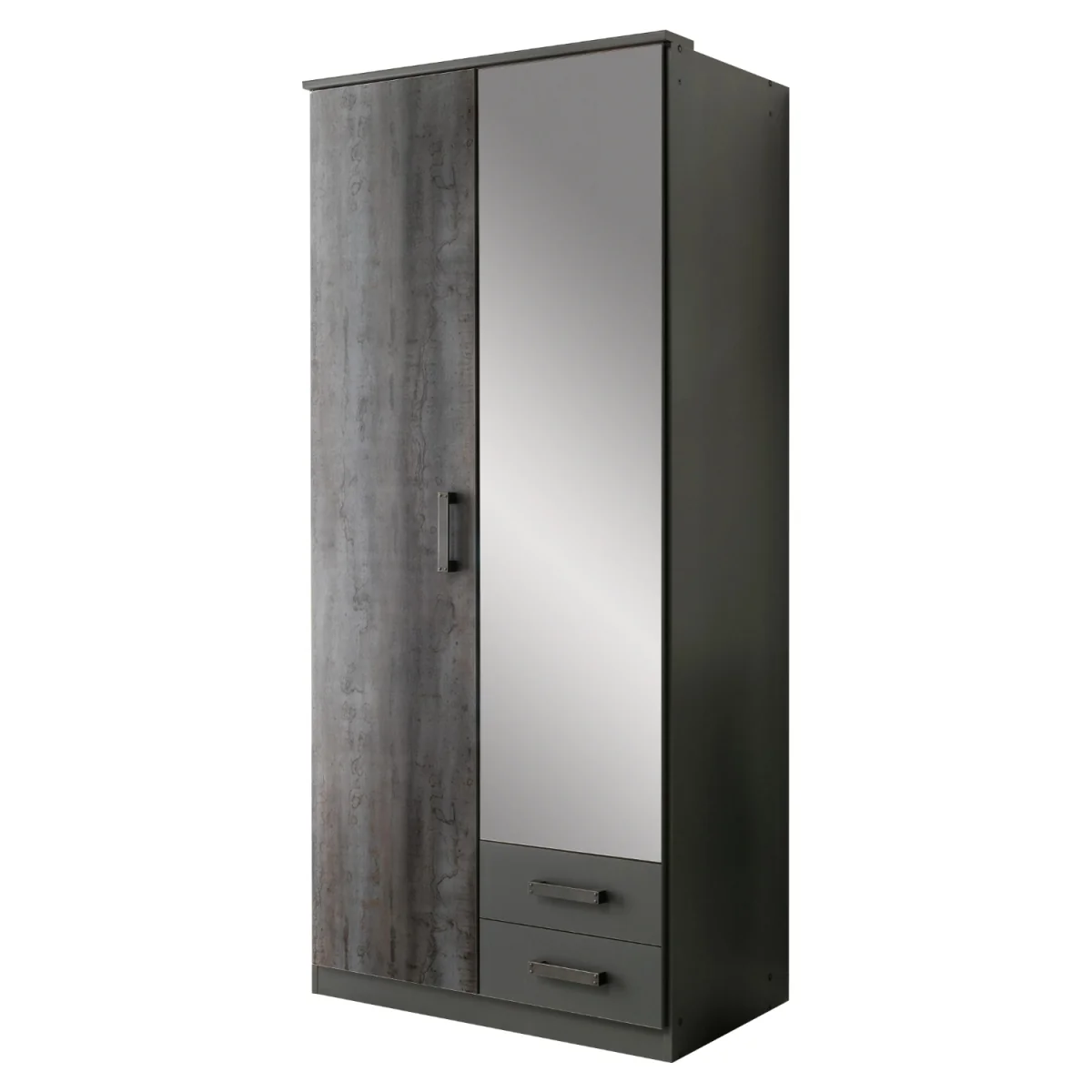 Duisberg Grey and Digi Steel 2 Door 90cm Wardrobe with Mirror - Grey – image 4