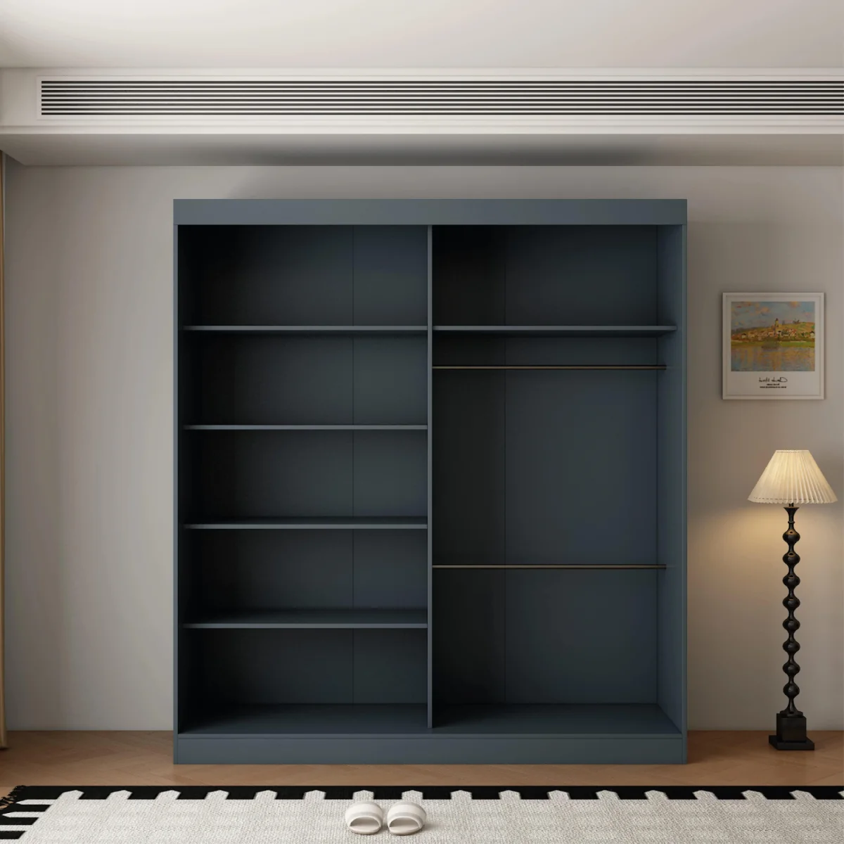 Berlin 200cm Dark Grey Sliding Door Wardrobe with Mirror Panel - Grey – image 4