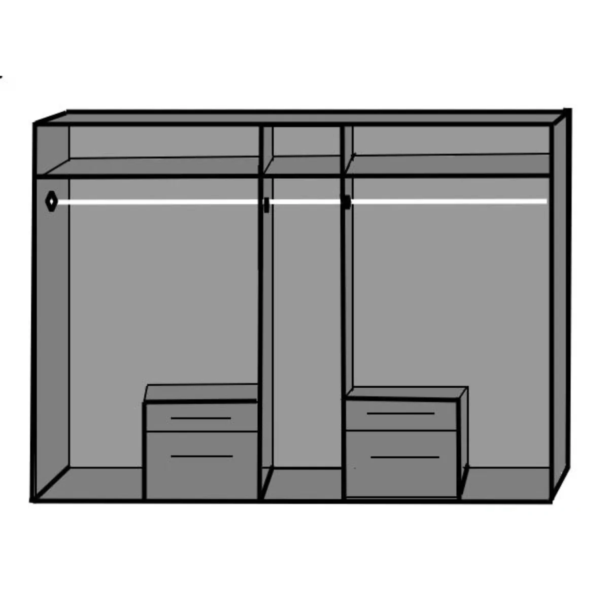Freiburg White and Graphite 5 Door 225cm Wardrobe with Mirror - White – image 5