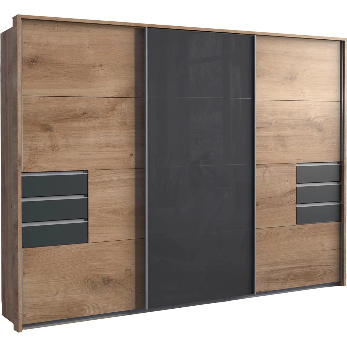 Saigon 270cm Sliding Wardrobe in Oak and Graphite - Oak – image 4