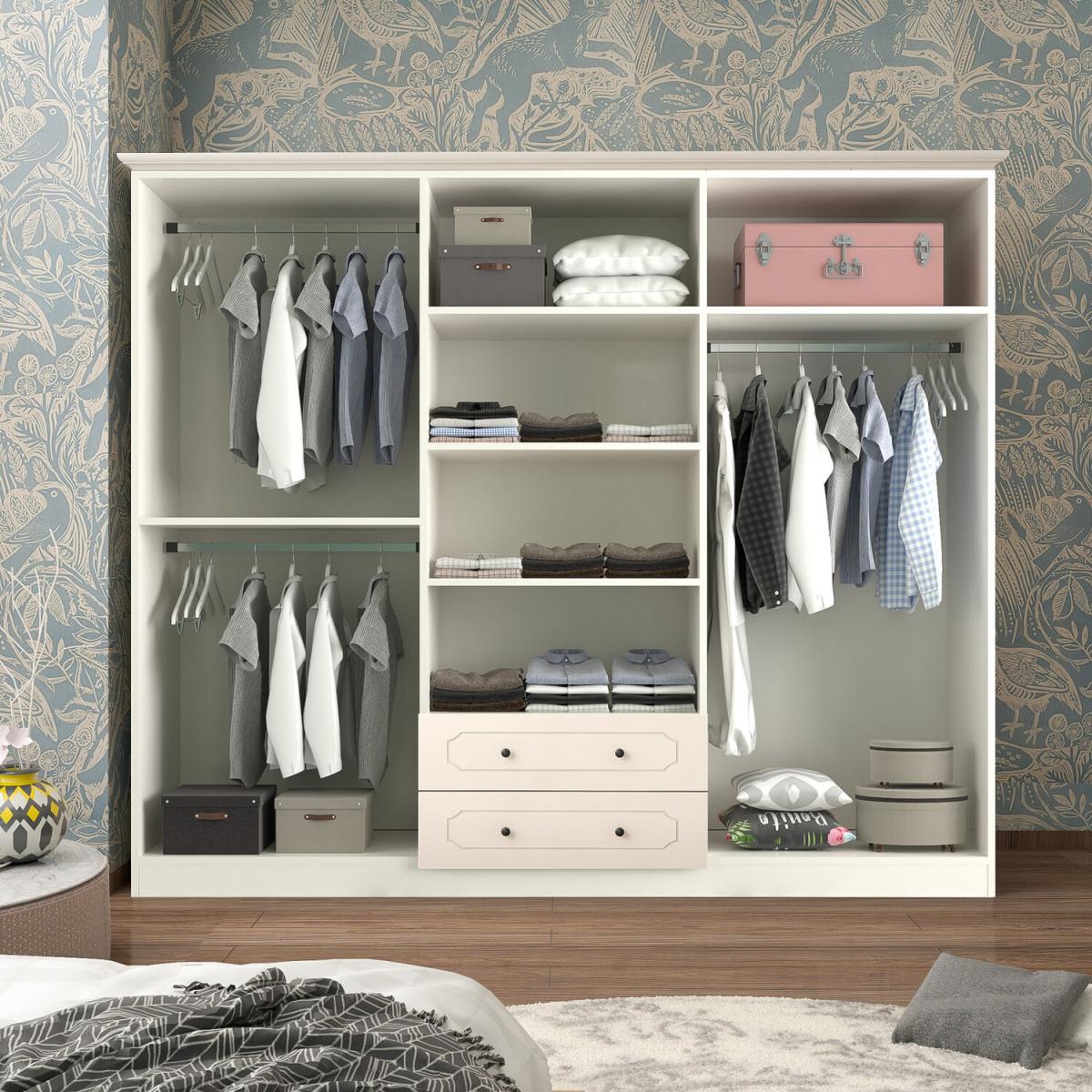 THEO 6 Door 2 Drawer Mirrored Wardrobe, White - White – image 4