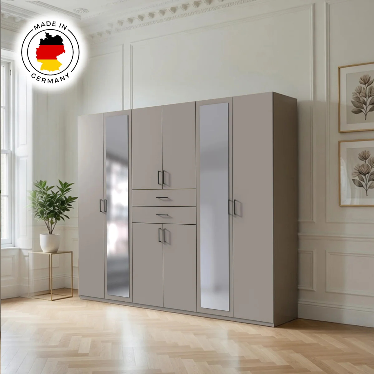 Dillingen Sahara Grey 6 Door 270cm Wardrobe with Mirror - Grey – image 5