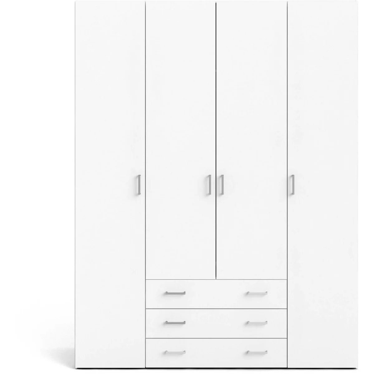 Munich 4-Door Matt White Wooden Wardrobe with 3 Drawers and 3 Shelves - White – image 4