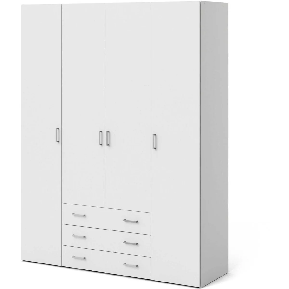 Munich 4-Door Matt White Wooden Wardrobe with 3 Drawers and 3 Shelves - White – image 5