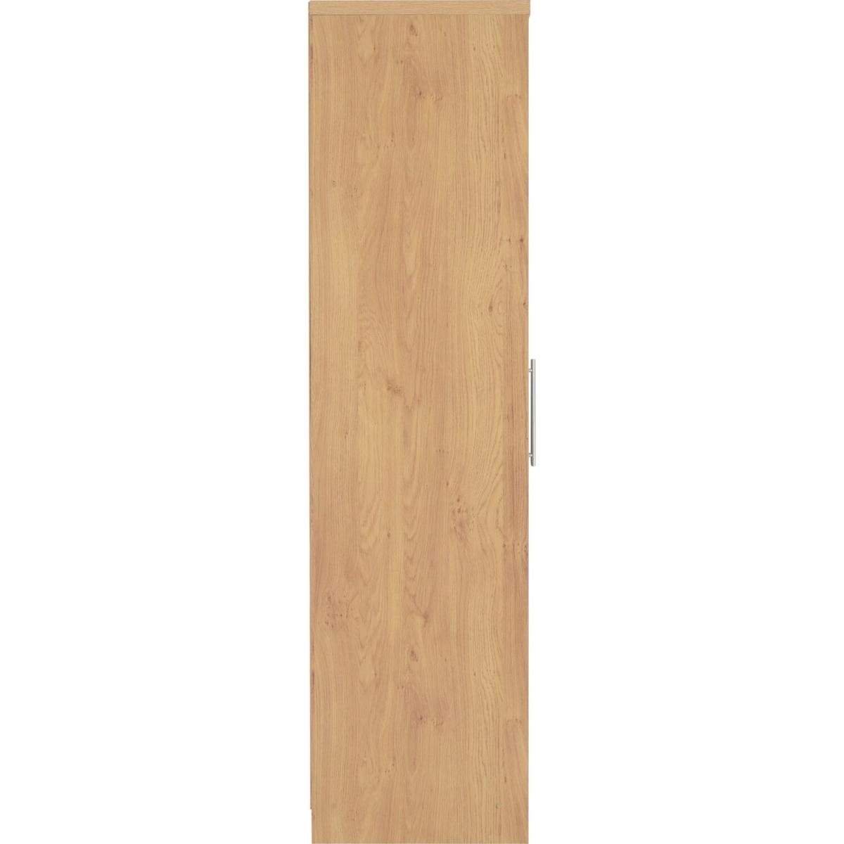 Seville 2 Door Wardrobe - Grey High Gloss, Light Oak Effect Veneer – image 3