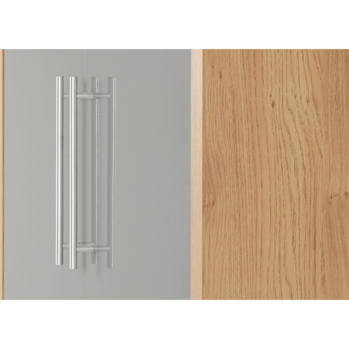 Seville 2 Door Wardrobe - Grey High Gloss, Light Oak Effect Veneer – image 4