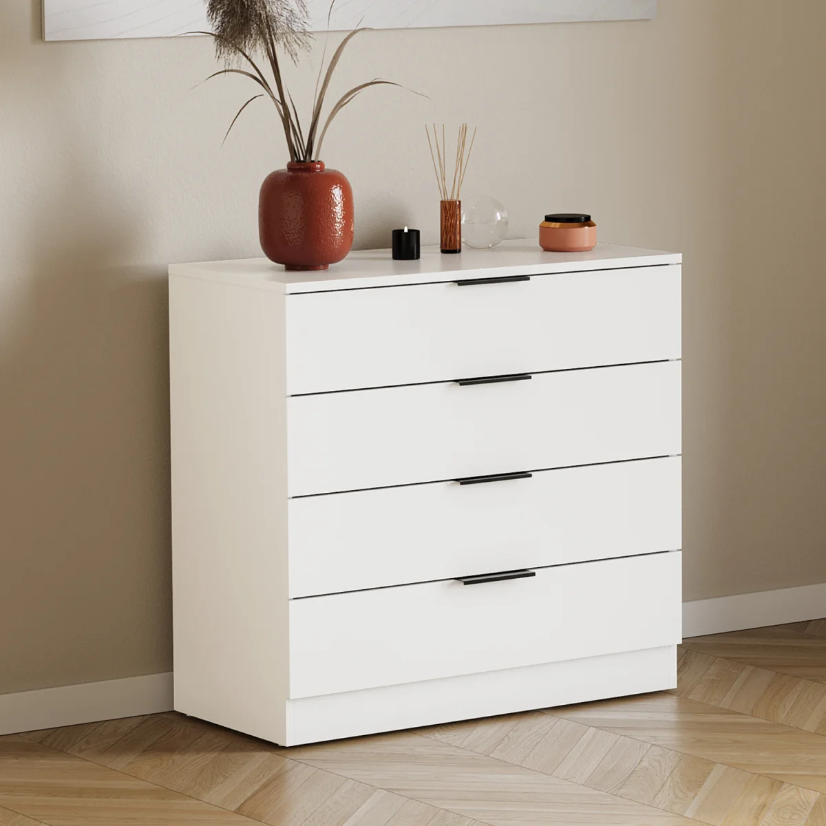 Vida Designs Riano 3 Piece Bedroom Set (2 Drawer Bedside Chest, 5 Drawer Chest, 2 Door Wardrobe) - Black / 2 Drawer Bedside Chest, 5 Drawer Chest, 2 D – image 9