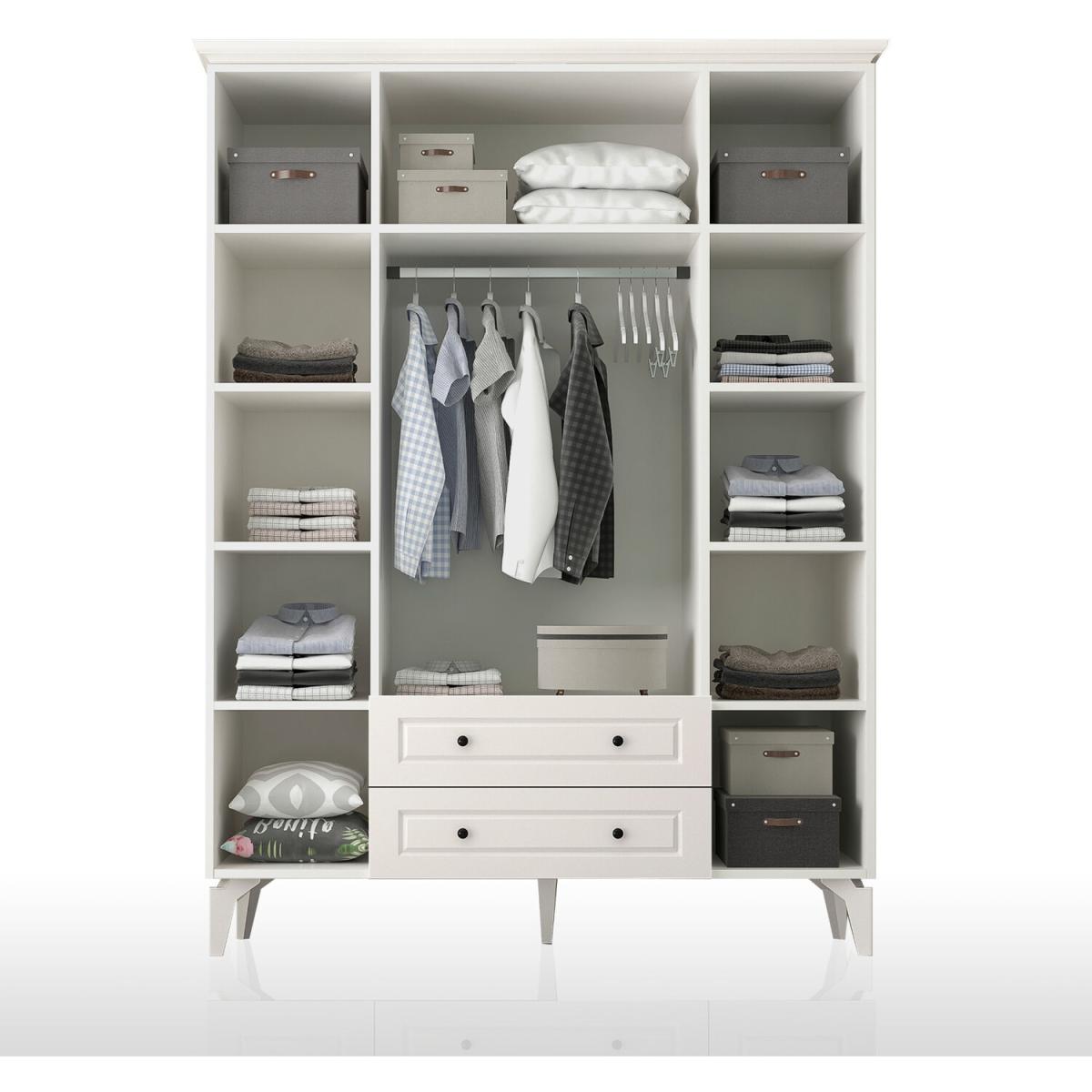 DIANA Plus 4 Door 2 Drawers Wardrobe, White - White – image 2