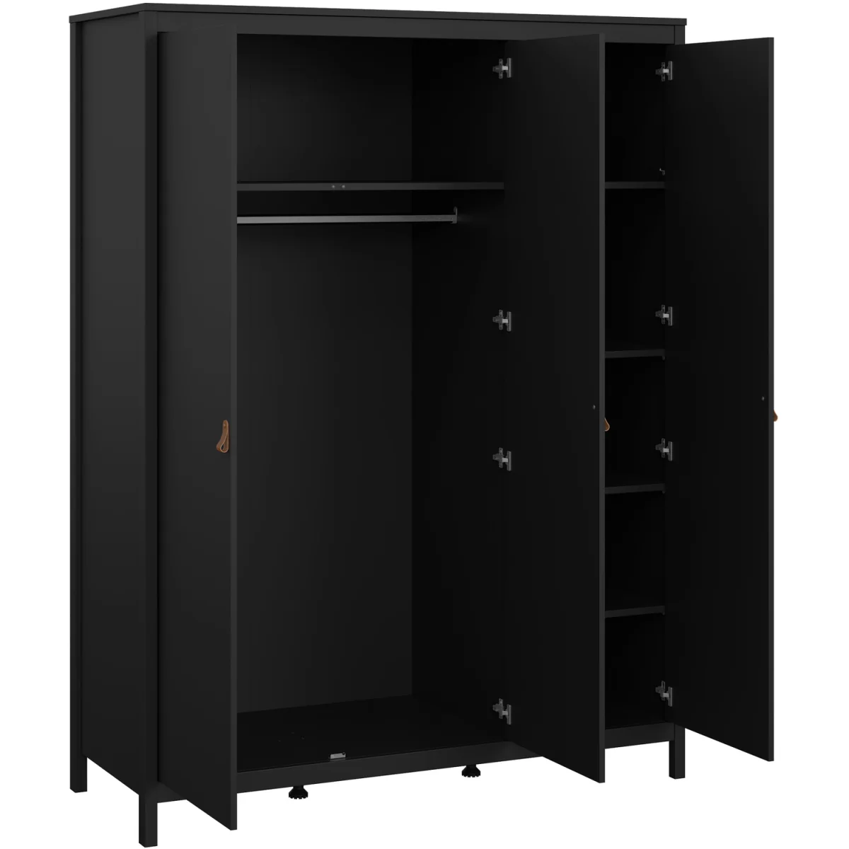 Barcelona Wardrobe with 3 Doors in Matt Black - Matt Black – image 6