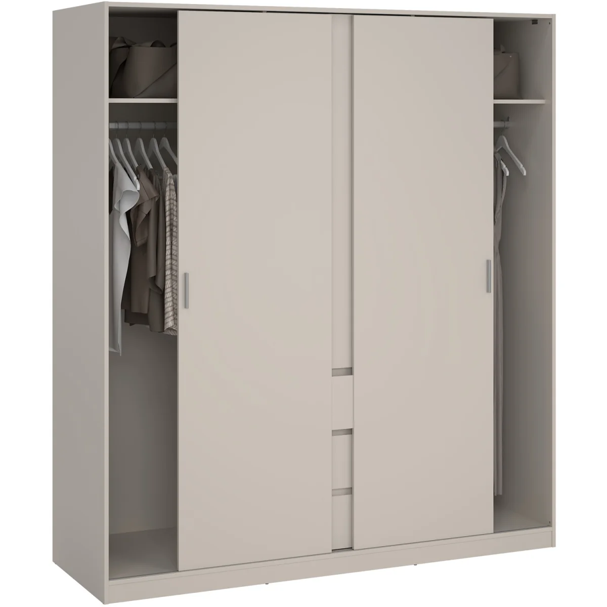 Naia Wardrobe with 2 sliding Doors 1 Door 3 Drawers in Cashmere - Cashmere – image 8