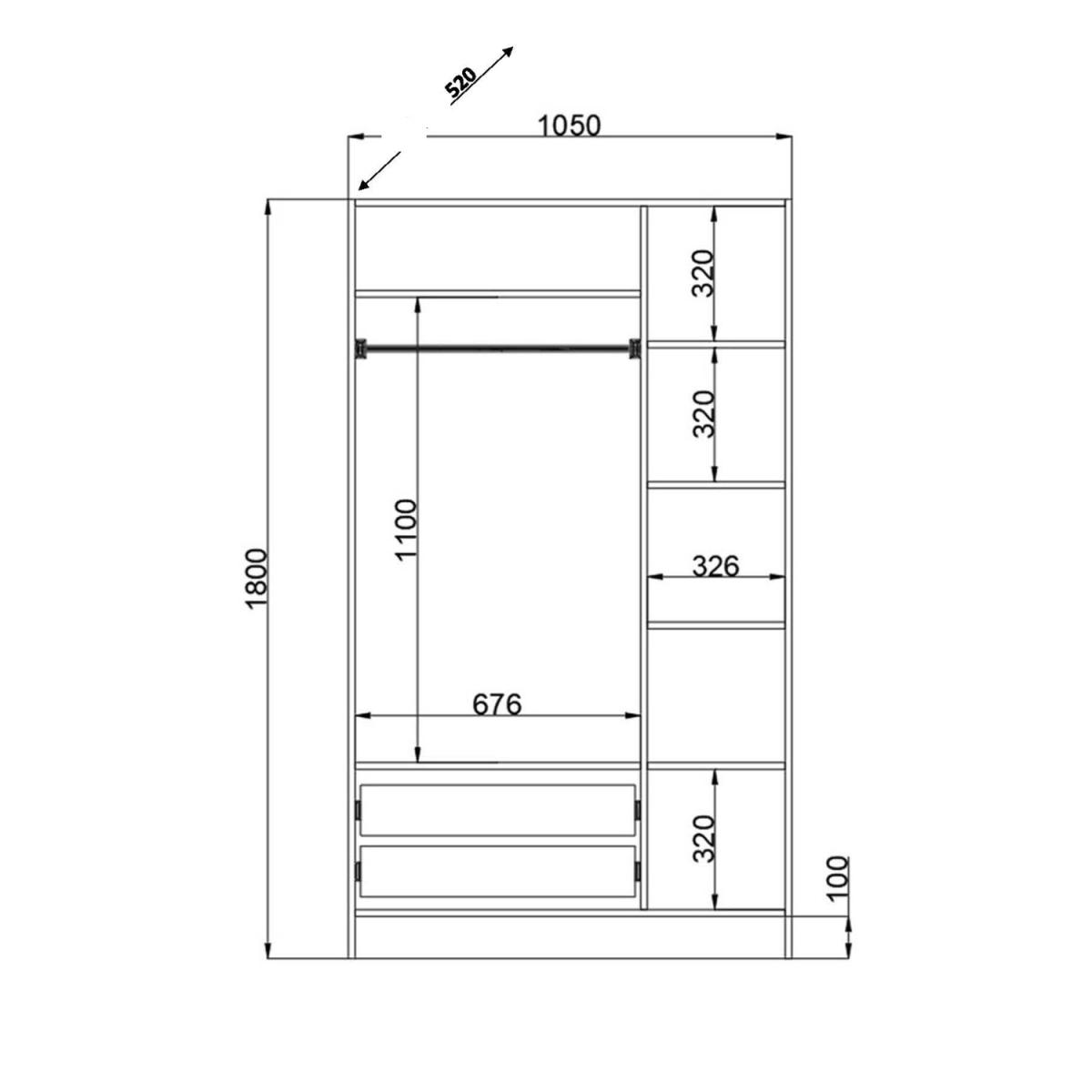 CLEMENT 3 Door 2 Drawer Wardrobe - White – image 6