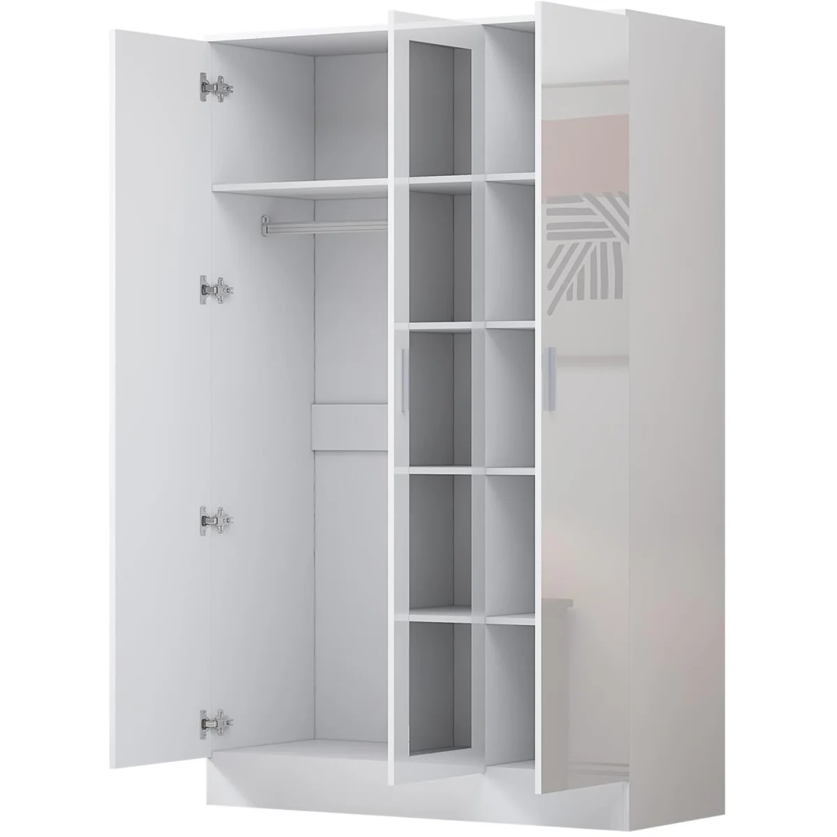 REFLECT Wardrobe Bundle - Corner + 3 Door + 2 Door Plain - White - White Gloss / Matt White – image 4