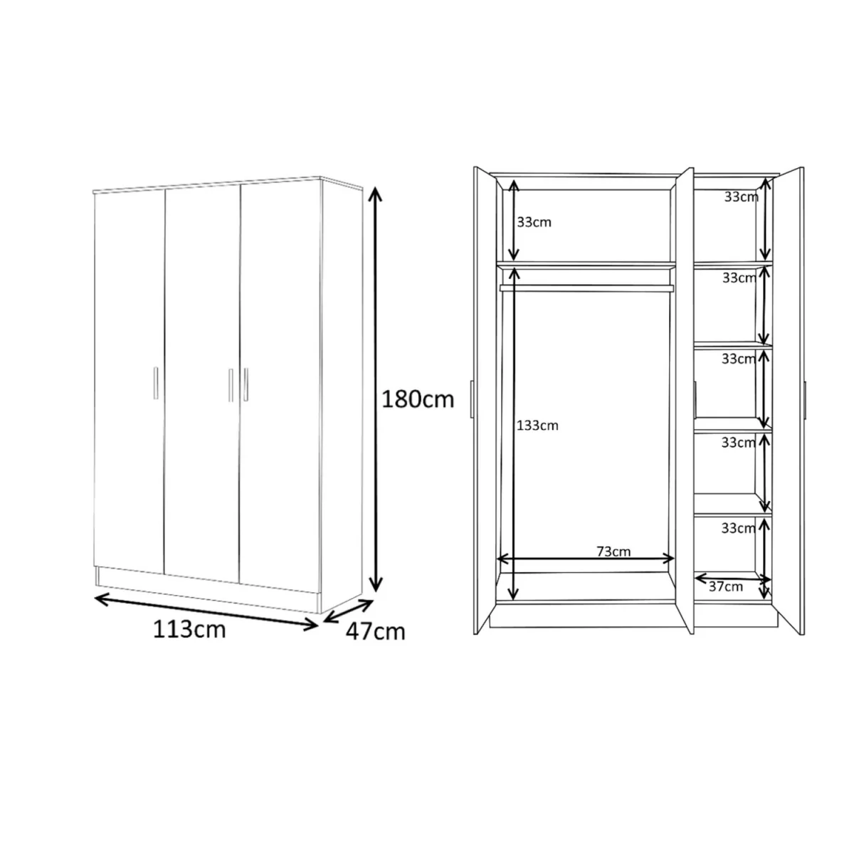 REFLECT Wardrobe Bundle - Corner + 3 Door + 2 Door Plain - White - White Gloss / Matt White – image 10