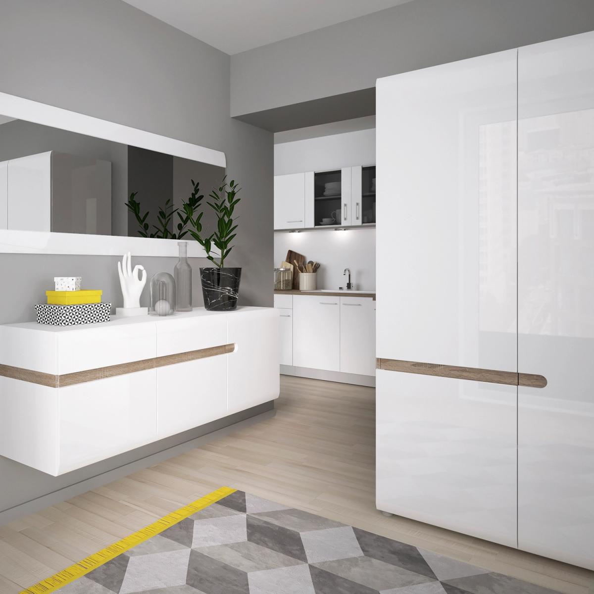 Jonas & James Leece Two Door Wardrobe - White with oak trim – image 5
