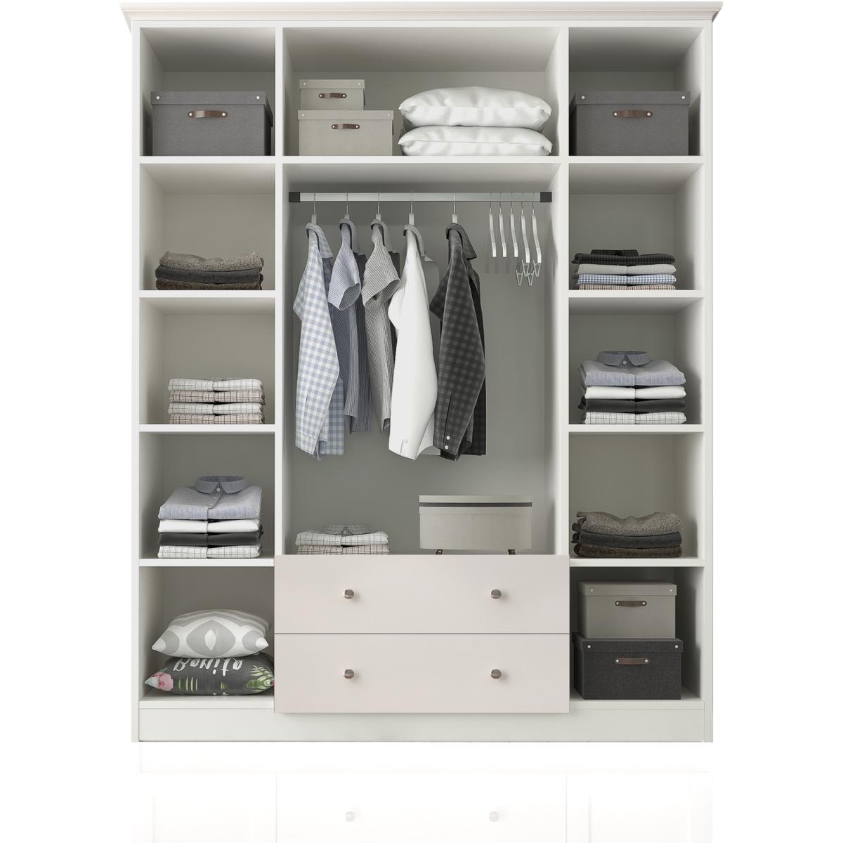 COLETTE 4 Door 2 Drawer Wardrobe, White - White – image 2