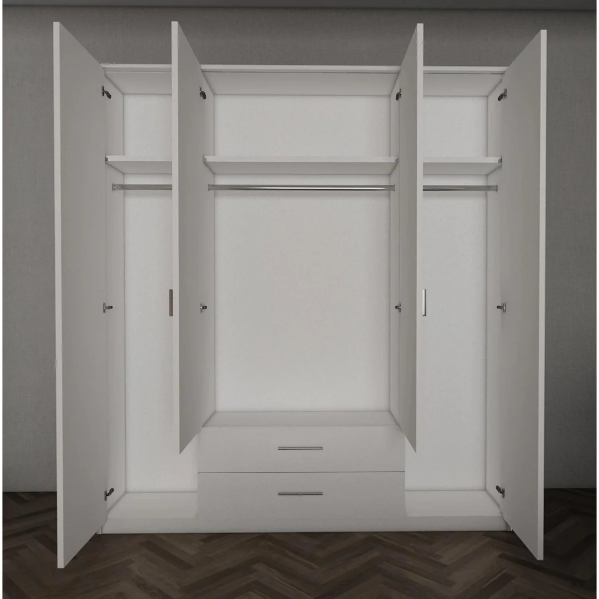 Swindon Dark Blue 4 Door 180cm Wardrobe with Mirror and 2 Drawers - Blue – image 4