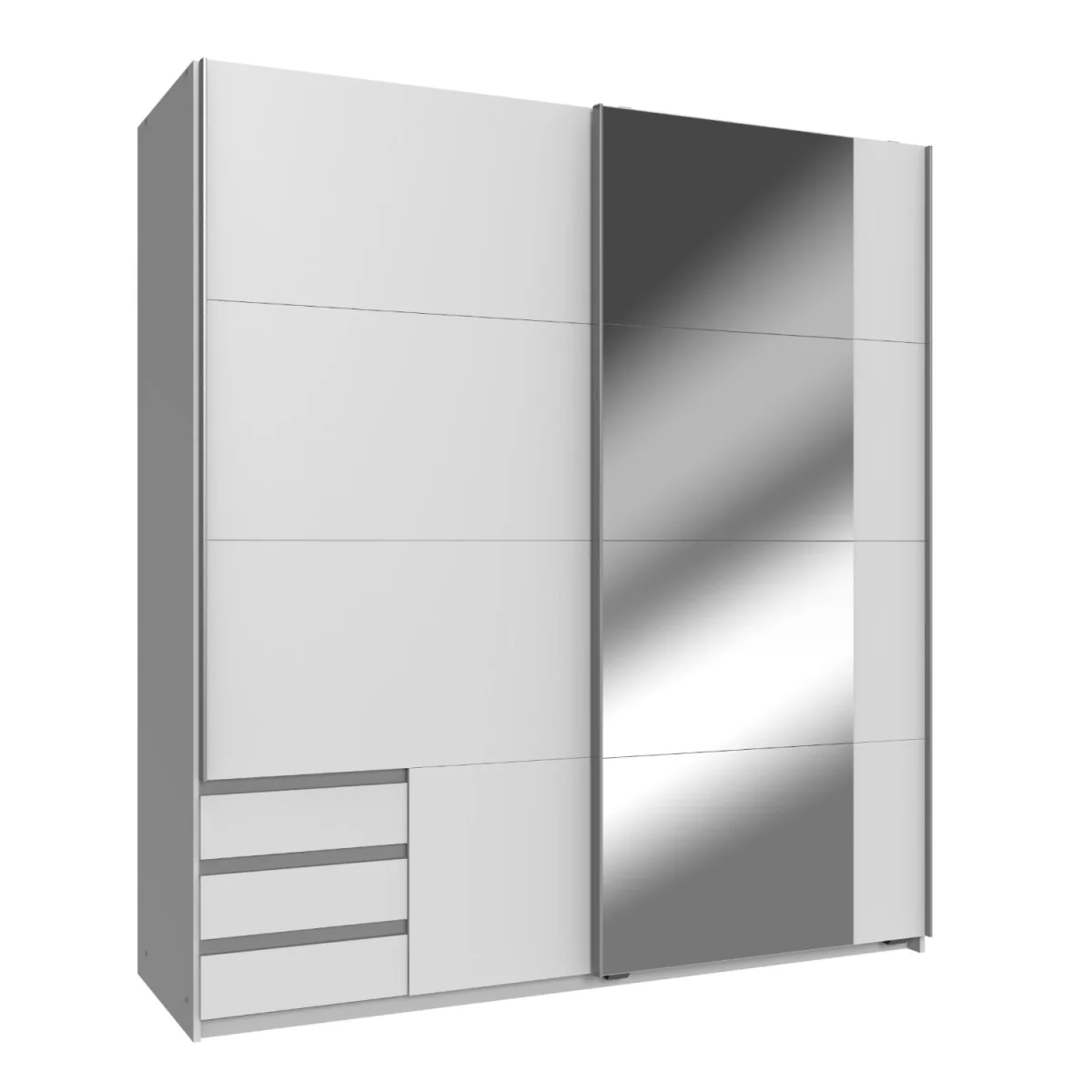 Emden 179cm 2 Door Mirrored Sliding Wardrobe in Matt White - White – image 3