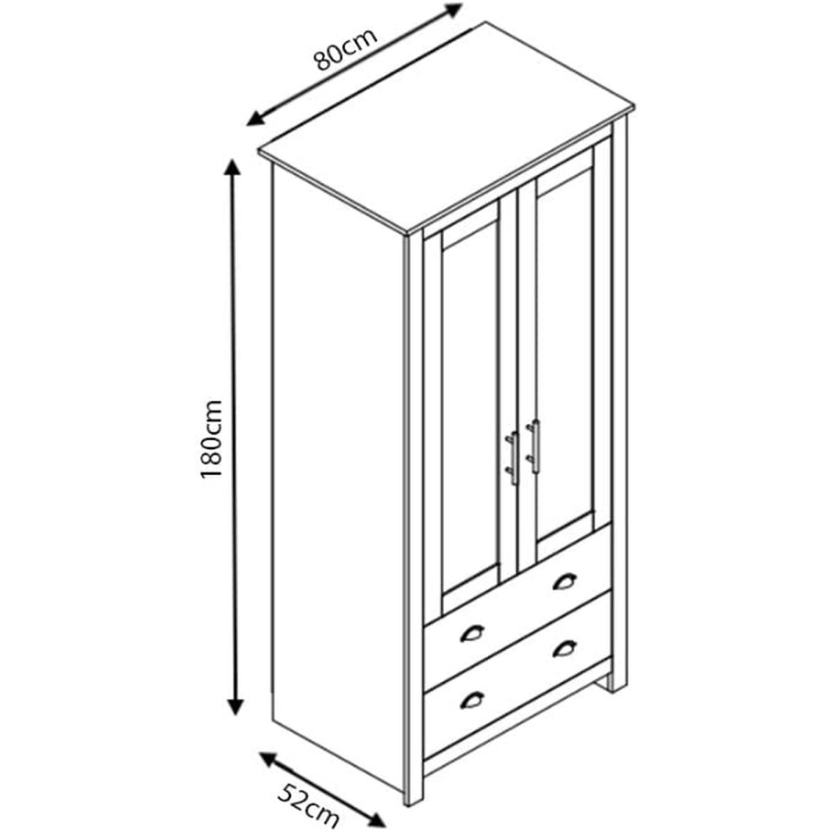 2 Door 2 Drawer Combination Wardrobe Traditional Furniture Grey Oak - Grey – image 4