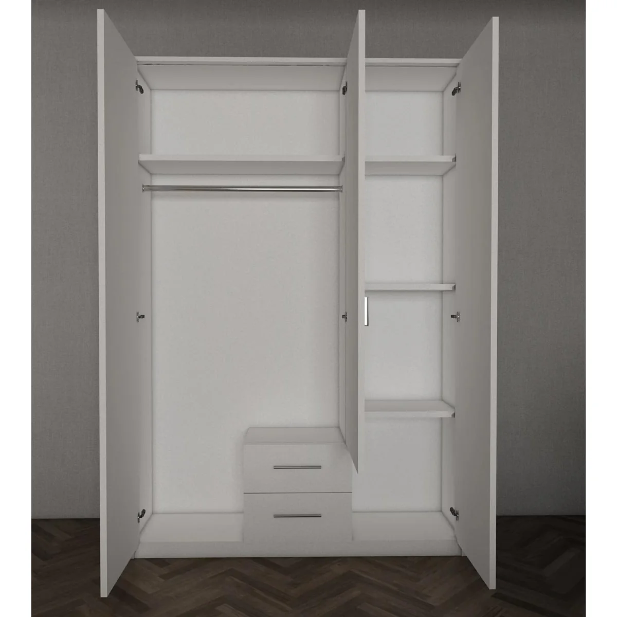 Swindon Dark Blue 3 Door 135cm Wardrobe with Mirror - Blue – image 4
