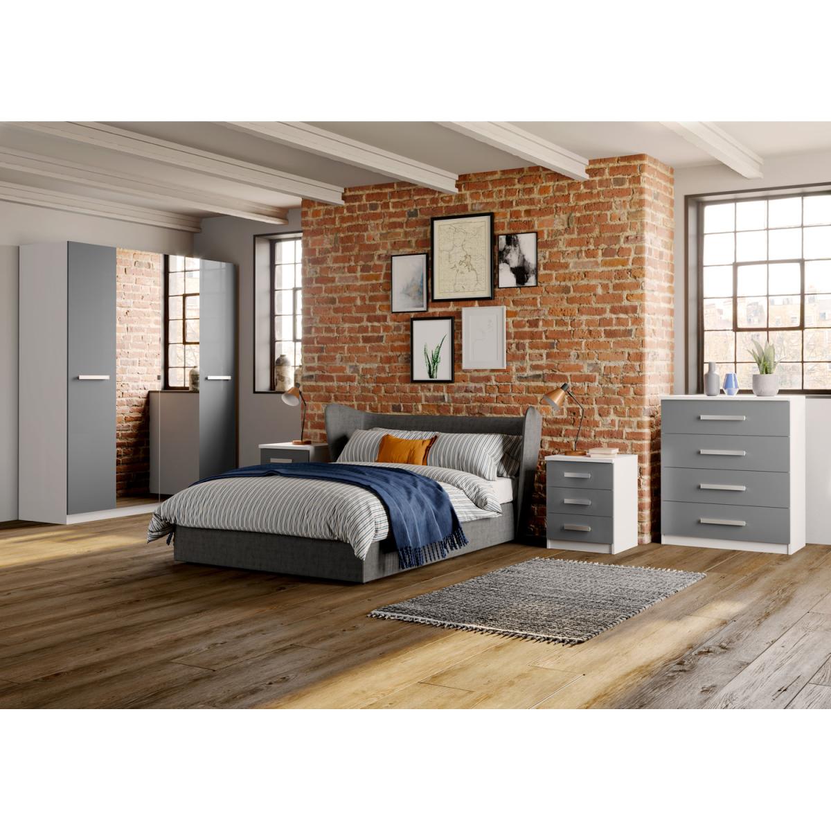 Moritz Wardrobe - Grey/Alpine White / 3 Door Wardrobe – image 2