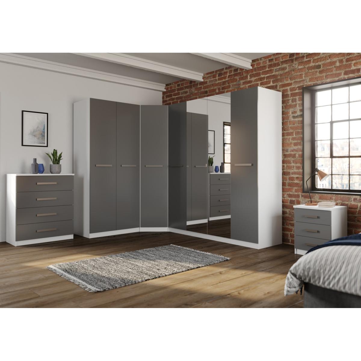Moritz Wardrobe - Grey/Alpine White / 3 Door Wardrobe – image 7
