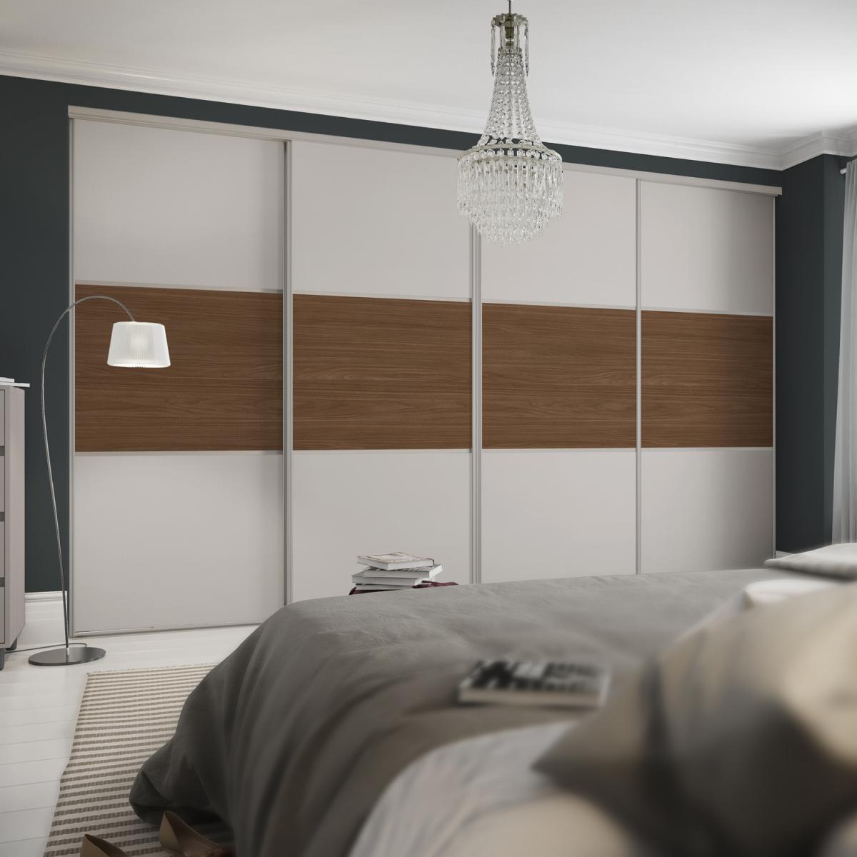Spacepro Dove Grey & Mild Oak Classic Sliding Wardrobe Kit - Dove Grey/Walnut / 2978mm / 4 – image 2