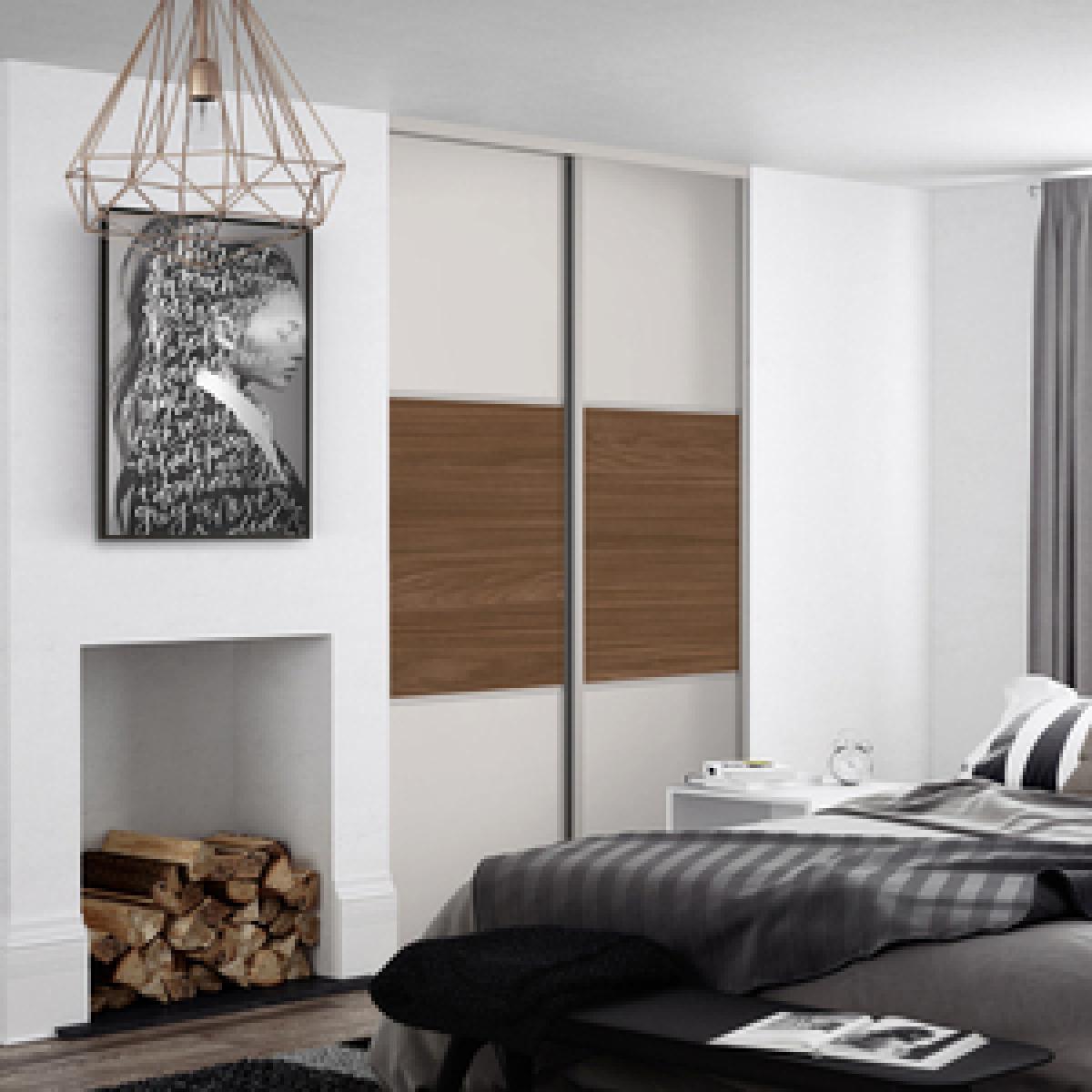 Spacepro Dove Grey & Mild Oak Classic Sliding Wardrobe Kit - Dove Grey/Walnut / 2978mm / 4 – image 10