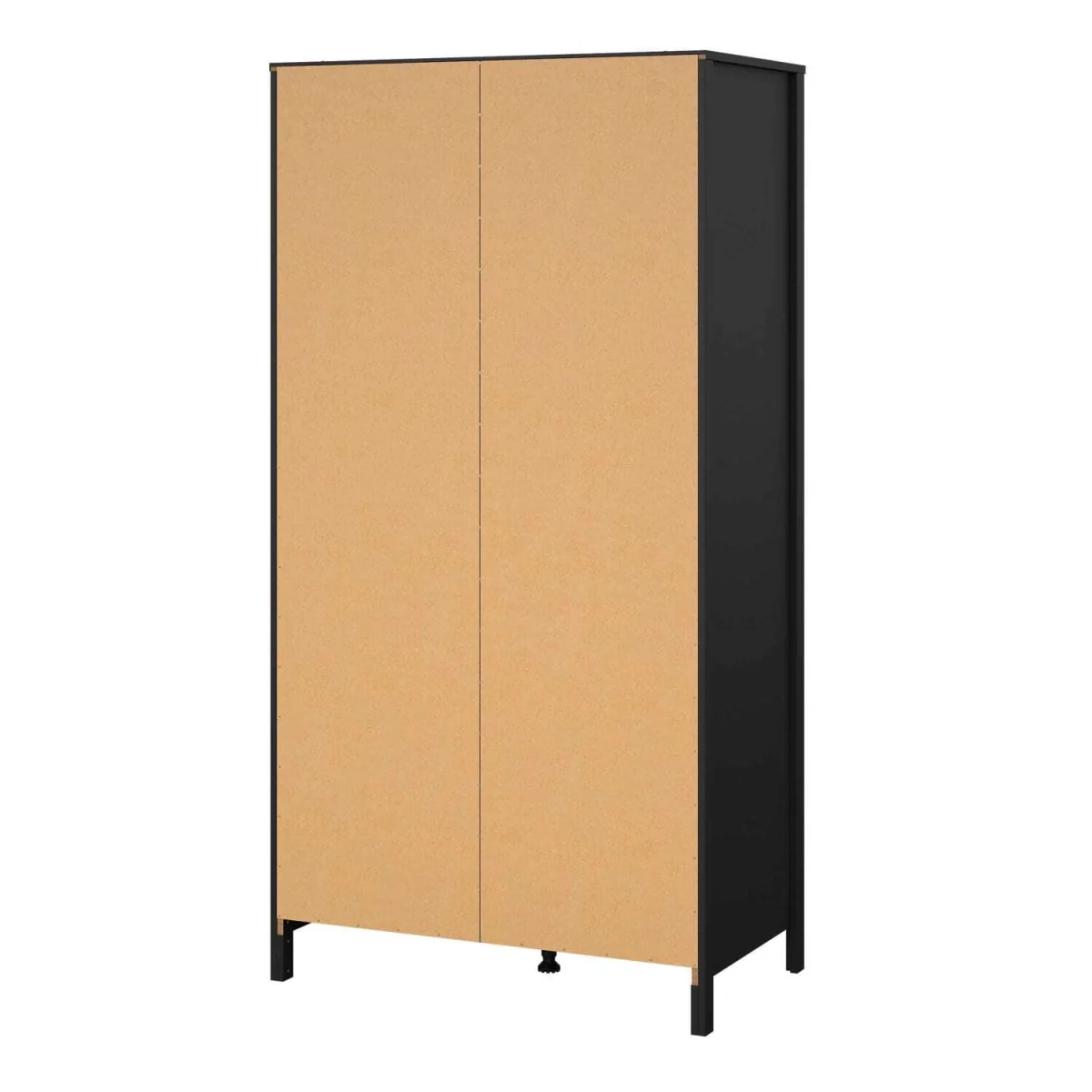 Wildberry Matt 2 Door Wooden Wardrobe with Leather Handles - Black – image 3