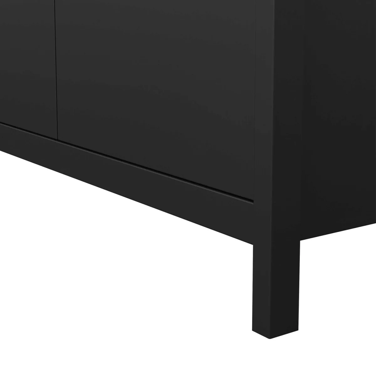 Wildberry Matt 2 Door Wooden Wardrobe with Leather Handles - Black – image 5