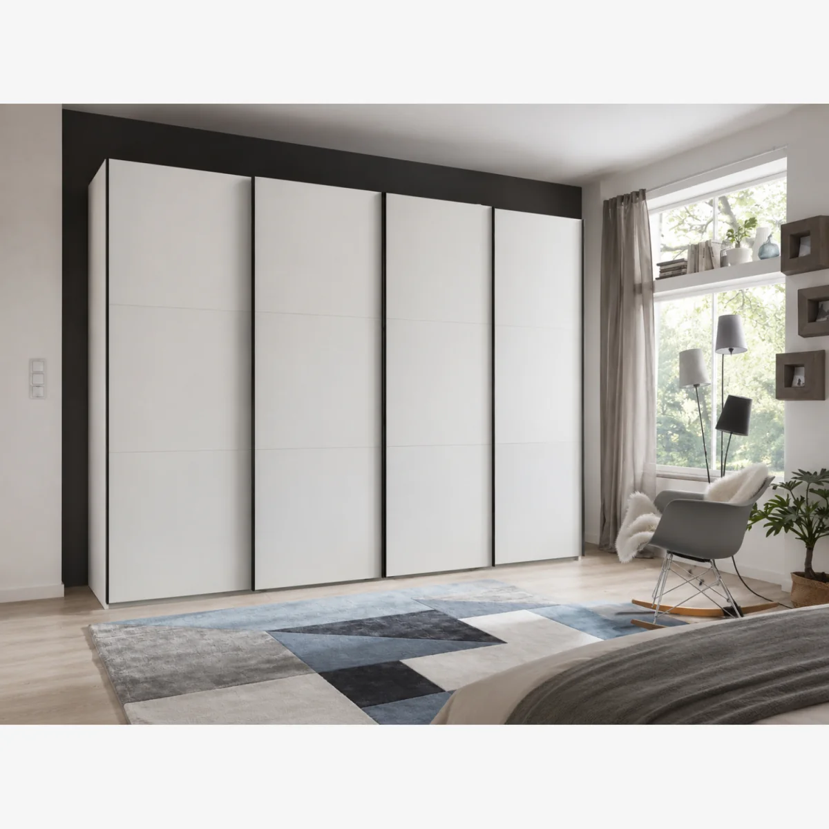Guardino 4 Door 300cm White Sliding Wardrobe - White – image 1
