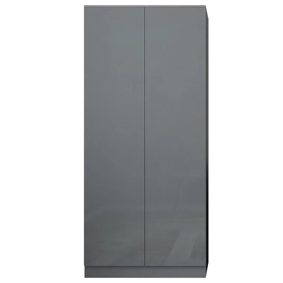 FWStyle Grey Gloss 2 Door Wardrobe Push to Open Bedroom Scandinavian - Grey Gloss – image 4