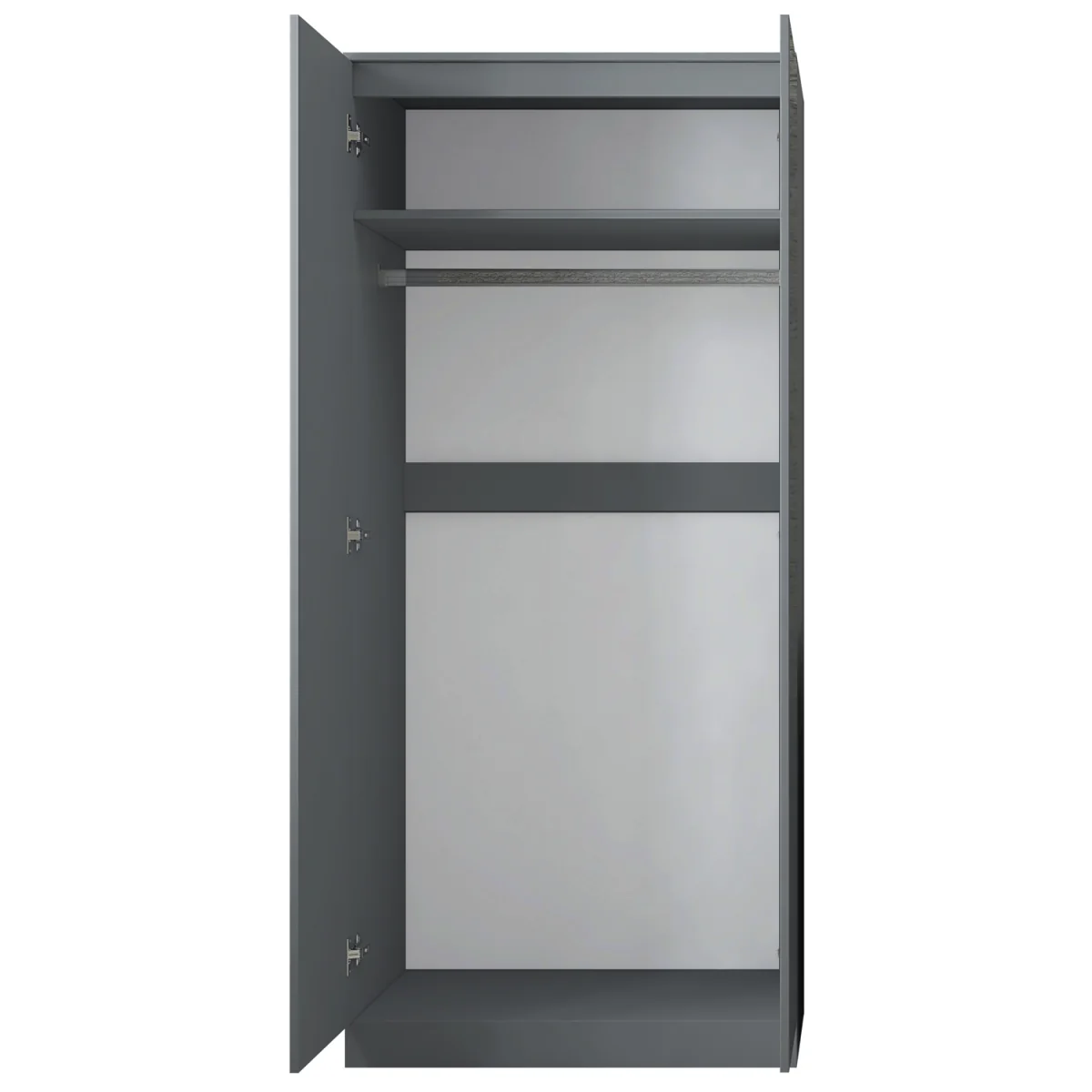 FWStyle Grey Gloss 2 Door Wardrobe Push to Open Bedroom Scandinavian - Grey Gloss – image 5