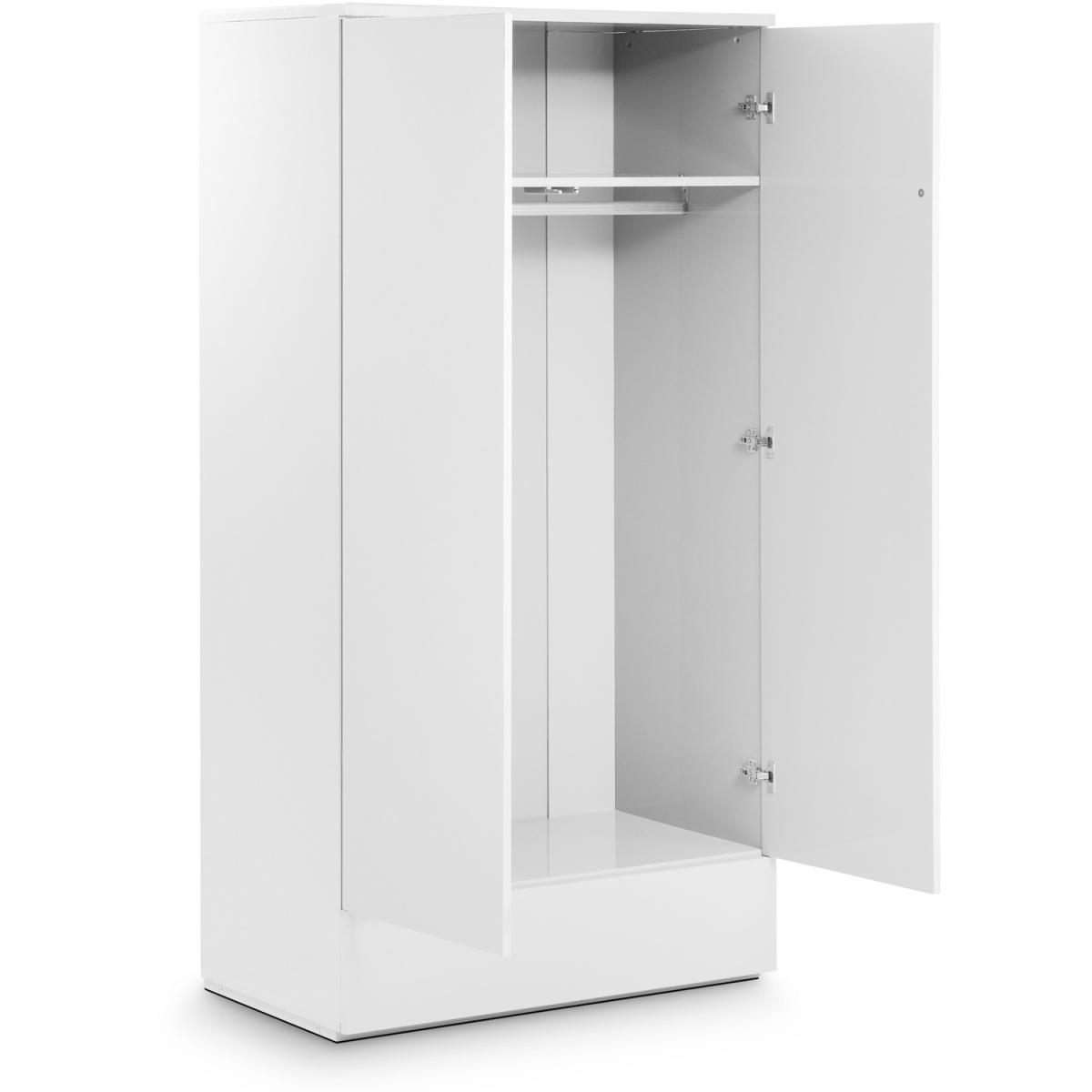Monaco 2 Door 1 Drw Wardrobe - White Gloss - White – image 2