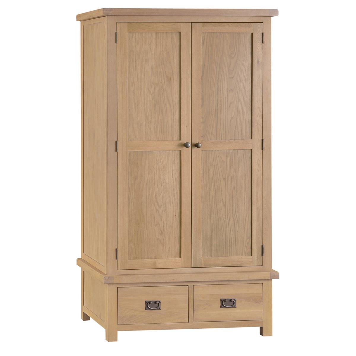 Bisbrooke Country 2 Door 2 Drawer Wardrobe - Medium Oak – image 2