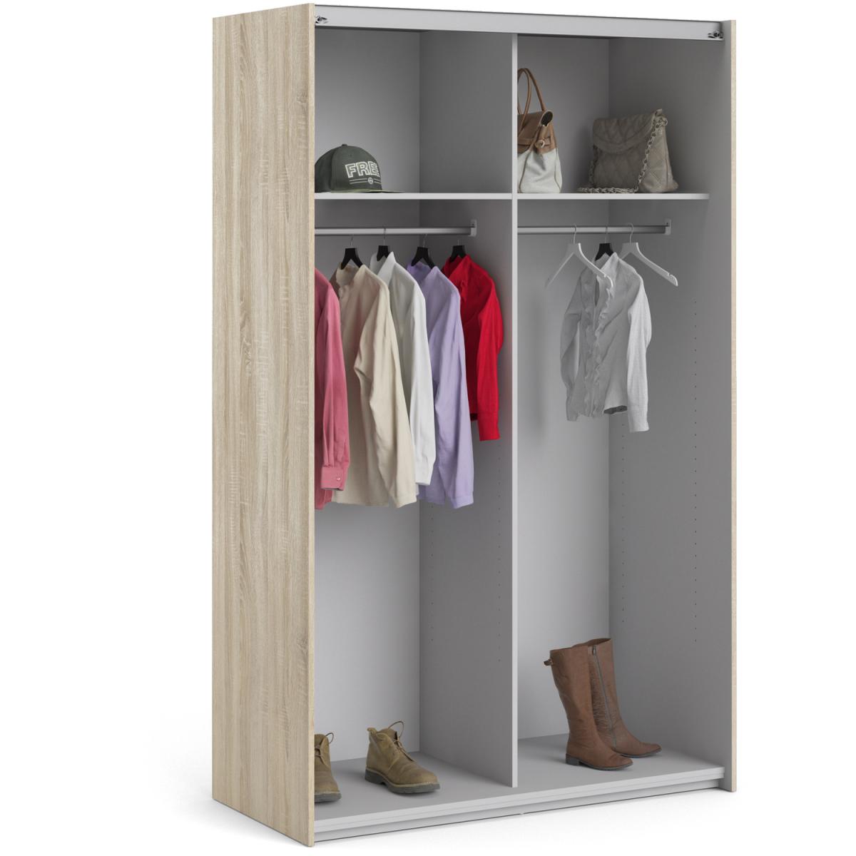 Valentino Sliding Wardrobe 120Cm In Oak With White Doors - Oak and White / 2 – image 5