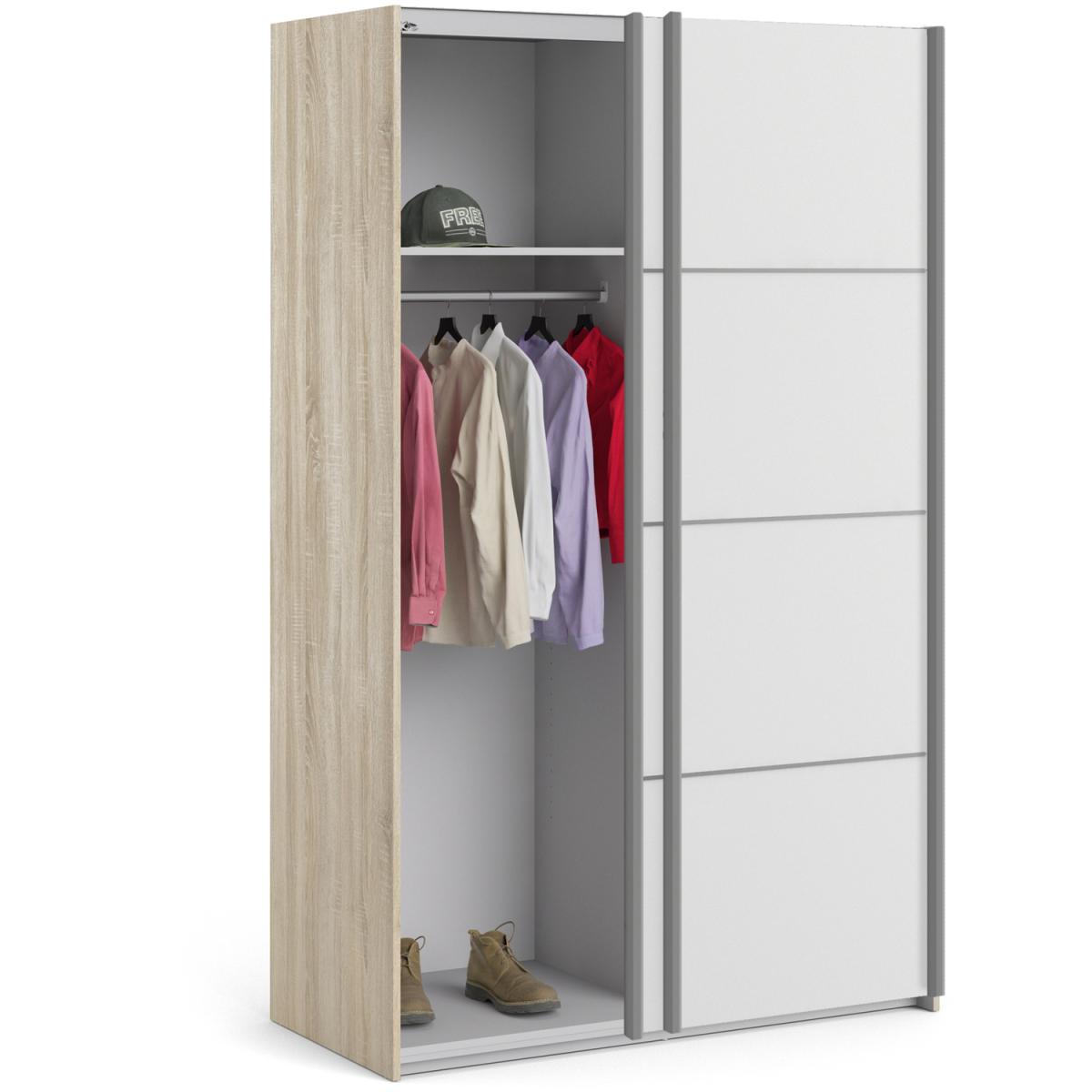 Valentino Sliding Wardrobe 120Cm In Oak With White Doors - Oak and White / 2 – image 8