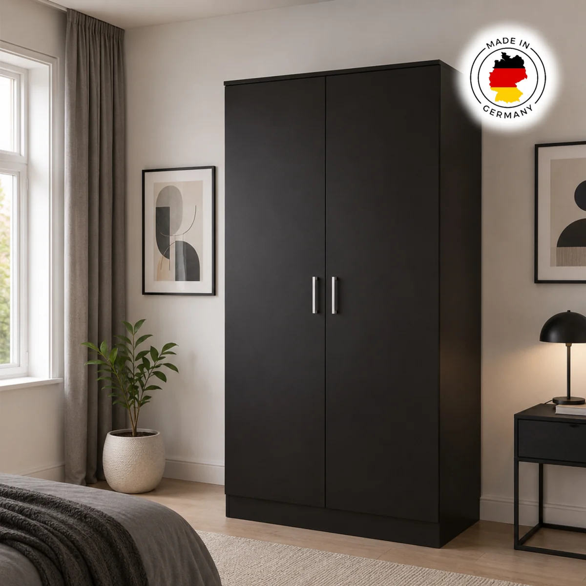 VENICE 2 Door Black 80cm Wardrobe - Black – image 5
