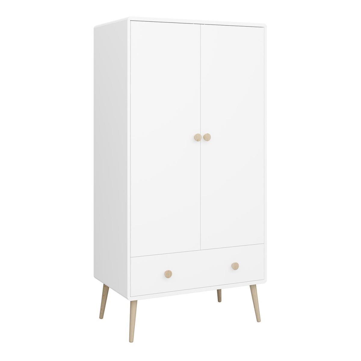 Gaia 2 Door 1 Drawer Wardrobe - White – image 2