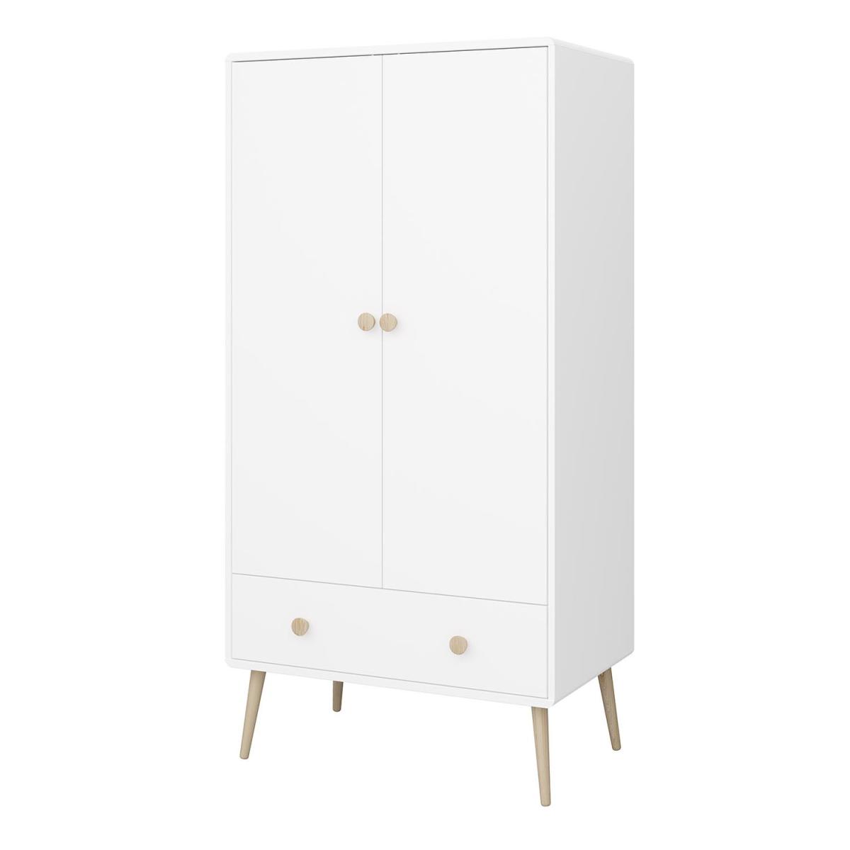 Gaia 2 Door 1 Drawer Wardrobe - White – image 3